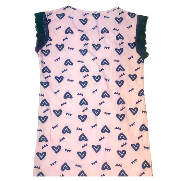 Cute Pink Black Heart Lace Shorts and Sleeveless Top Pajamas Set Pjs Size Small - Picture 8 of 11